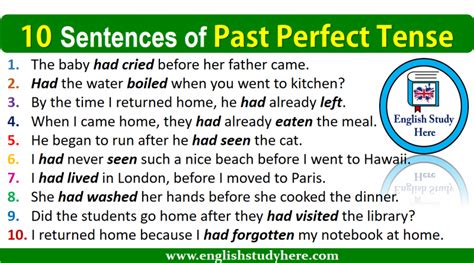 Examples Of Past Perfect Tense Archives English Study Here
