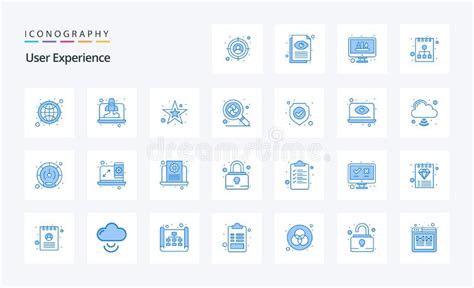 25 User Experience Blue Icon Pack Vector Icons Illustration Stock