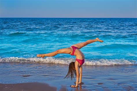 Acrobatic Gymnastics Bikini Girl In A Beach Stock Image Image Of My