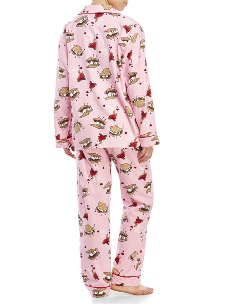 Lyst Pj Salvage Smore Love Flannel Pajama Set In Pink