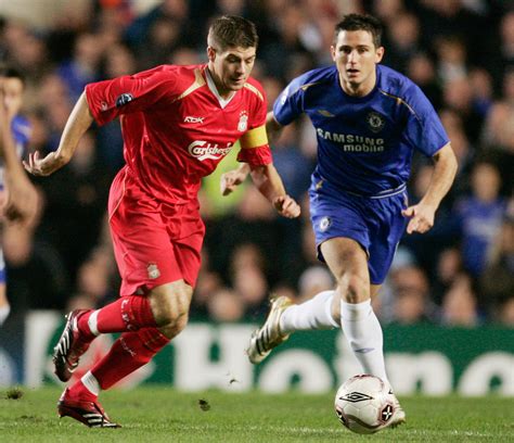 What would be your combined xi? Lampard and Gerrard battle for the ball in a Champions ...
