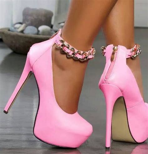 shoespie sexy black metal ankle strap platform heels heels platform high heel shoes pink
