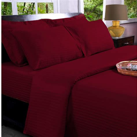 Burgundy Maroon Premium Sateen 330 Tc Bed Sheet Set Queen Size