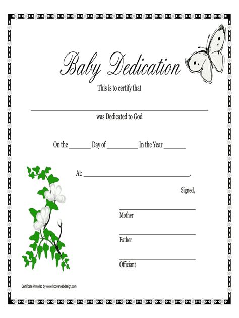 Baby Dedication Certificate Form Fill Out And Sign Printable Pdf The
