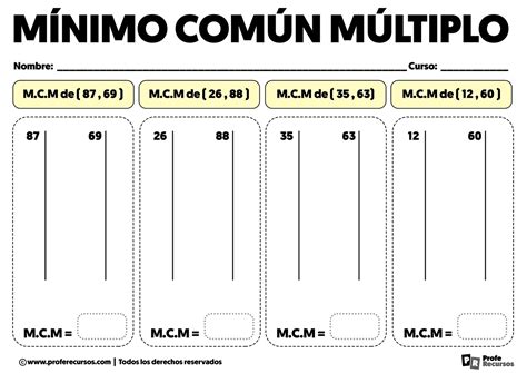 Atividades De Minimo Multiplo Comum
