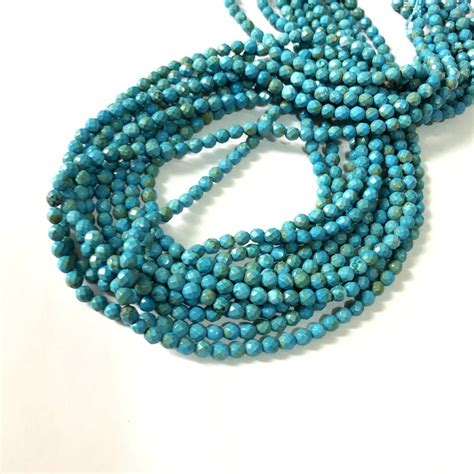 Perles Turquoises naturelles à facettes 1 chaîne 4mm 6mm 8mm 10mm