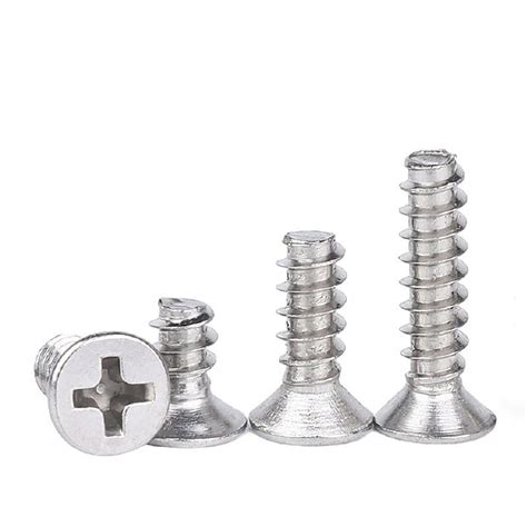 Stainless Steel 304 Self Tapping Screws Flat Head With Flat End Point