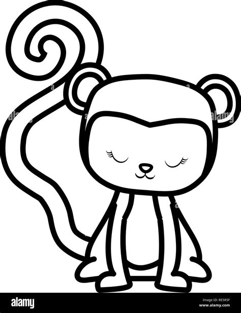 Cute And Little Monkey Character Vector Illustration Design Stock
