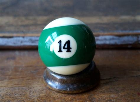 14 Pool Ball Number Xiv Fourteen Old Plastic Green White Billiard Ball