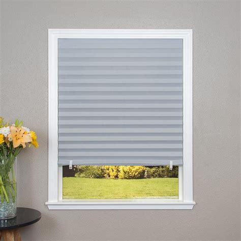 Temporary paper shades for windows image and description. Redi Shade Grey Room Darkening Cordless Paper Pleated ...