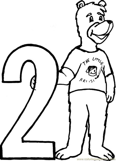 Bear Number2 Coloring Page - Free Numbers Coloring Pages