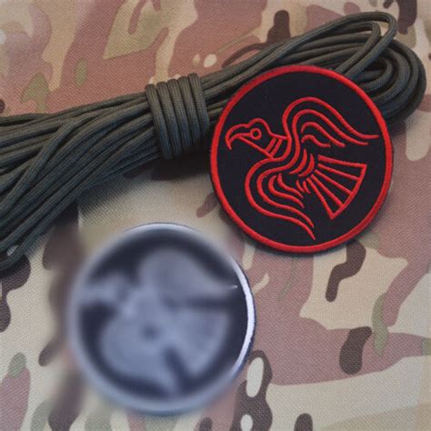 Viking Blackbird Sun Hook Patch Raven Tactical Military Dark Badge Red