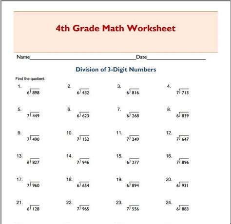 12 Best Images Of Fourth Grade Worksheets Division With Remainder