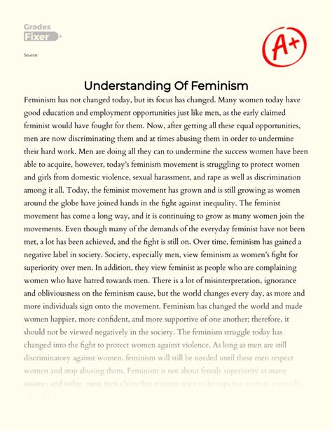 What Does Feminism Really Mean Essay Example 600 Words GradesFixer