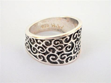 Oxidized Silver Ring Wide Silver Ring Silver Wedding Ring Etsy
