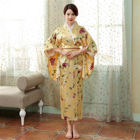 Aliexpress Com Buy Traditional Japanese Women Yukata Dress Gown High Quality Satin Kimono New