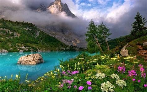 Mountain And Lake In Spring Image Abyss