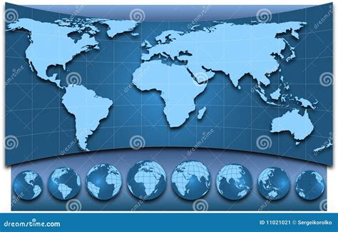 Map Of The World And Globes Stock Illustration Illustration Of