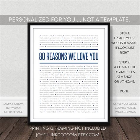 Reasons Why We Love You Printable Digital Download For Etsy