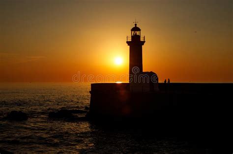 Ocean Lighthouse At The Sunset Stock Image Image Of Clouds Beacon