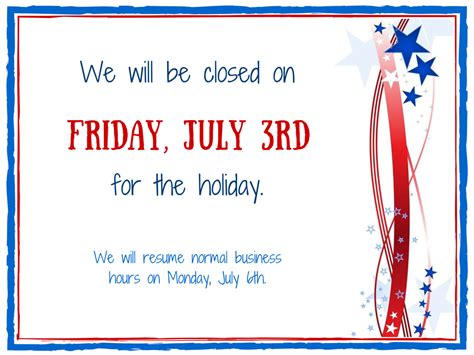 Free printable closed for the 4th of july sign templates. Enjoy Independence Day Weekend » BagOfNothing.com