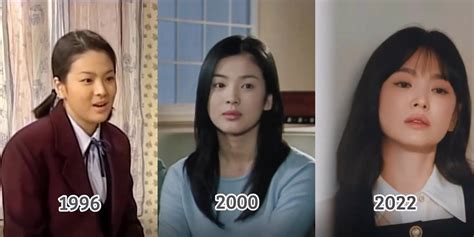 foto transformasi song hye kyo dari 1996 sampai 2023 dulu pipinya chubby sekarang tak mengenal