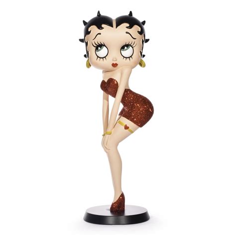 Betty Boop Collectable Figurine In Classic Pose With Red Glitter Dress Sa3143 Polkadot Stripes