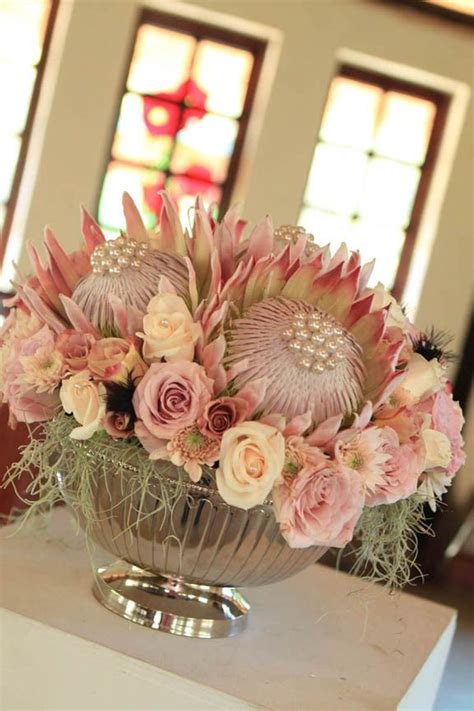 King Protea Wedding Table Centre Pieces Flower Arrangements Protea
