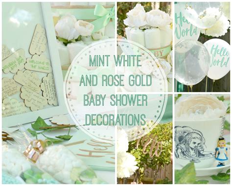 Baby Shower Mint White And Rose Gold Themed Decorations Vintage Frills