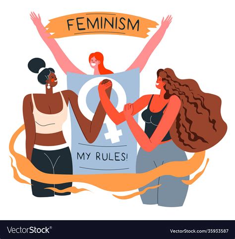 Feminism My Body My Rules Empowerment Movement Vector Image