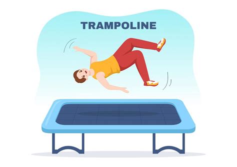 Trampoline Illustration With Youth Jumping On A Trampolines In Hand