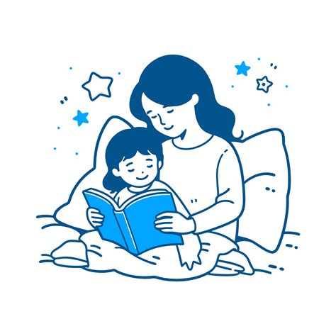 A Parent And A Child Reading A Bedtime Story Together Vector
