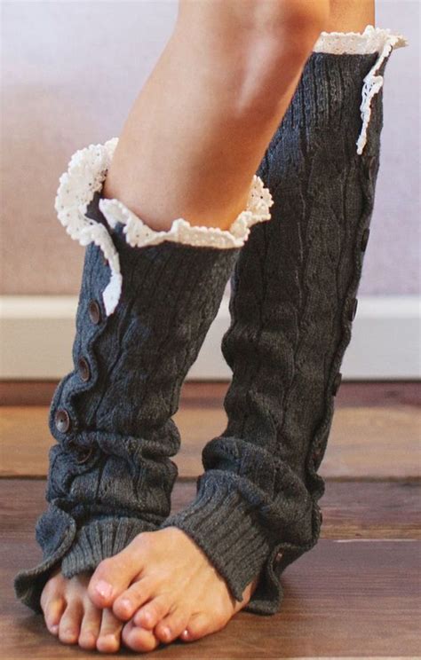 Gray Button And Lace Leg Warmers ♥ Fashion Fall Love Leg Warmers