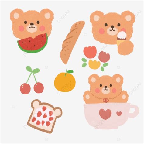 happy meal korean bear hand drawn decoration sticker free printable korean bear sticker cute