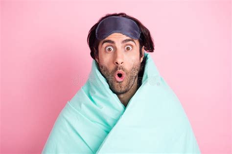 Photo Of Young Funky Funny Crazy Amazed Man Covered In Blanket Hear