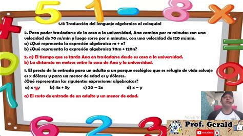 1 13 Traducción del lenguaje algebraico al coloquial 7º grado YouTube