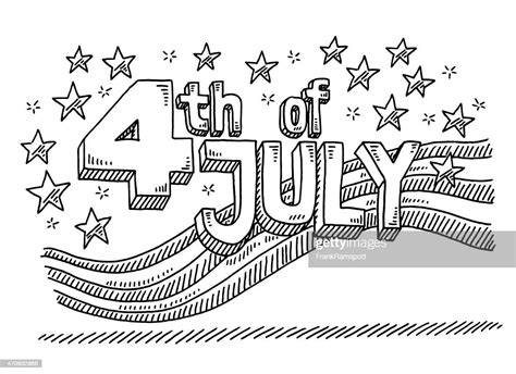 Independence Day 4th Of July Text Drawing High Res Vector Graphic