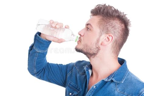 Handsome Male Model Drinking Water Stock Photo Image Of Concept