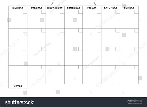 Minimal Monthly Calendar Without Dates Stock Vector Royalty Free