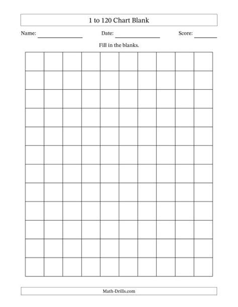 Blank 120 Chart Printable Free Printable Templates