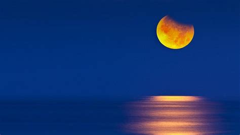 🥇 Moon Bing Night Sky Sea Wallpaper 75545