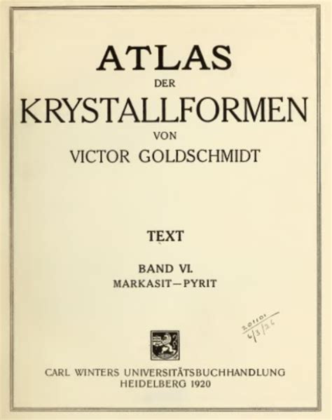 Atlas Der Krystallformen Von Victor Goldschmidt Text Band Markasit Pyrit