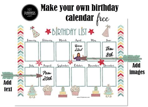 Free Birthday Calendar Template Printable Customizable
