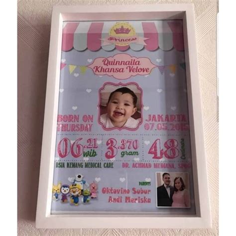 Cari produk hiasan dinding lainnya di tokopedia. Baby biodata/biodata bayi/biodata baby/frame lahir/status ...