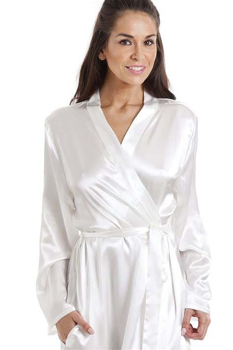 camille womens cream luxury satin dressing gown silk robe silk satin satin dresses gowns