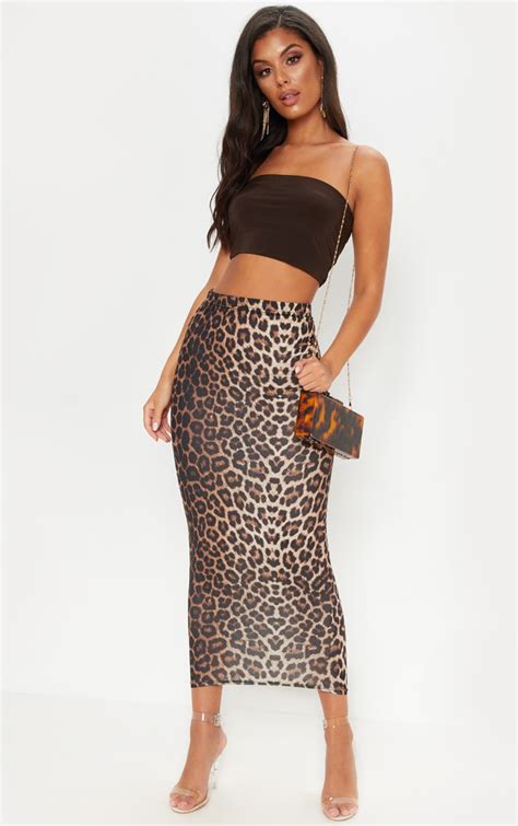Leopard Print Printed Maxi Skirt Skirts Prettylittlething
