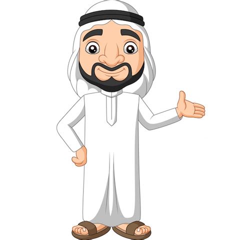 Dessin Animé Arabe Saoudien Agitant Vecteur Premium