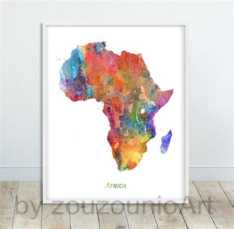 Africa Map Print Africa Map Decor Africa Wall Art Etsy