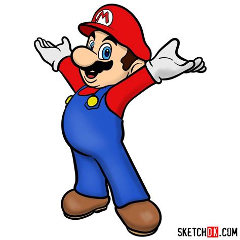 13 Steps Drawing Guide Of Super Mario Sketchok Easy Drawing Guides