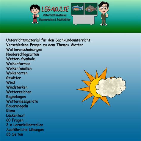 В ба́сне заключё́н скры́тый смысл. Verschiedene Fragen zu dem Thema: Wetter Wettererscheinungen Niederschlagsarten Wetter-Symbole ...